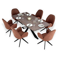 TISCHGRUPPE 200x100 cm schwarz mit 6 Stühle Braun - Braun, Metall (100/90/200cm) - Homestyle4u