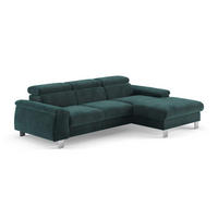 ECKSCHLAFSOFA mit Bettkasten – Cord-Stoff - Chromfarben/Salbeigrün, Holz/Textil (166/244cm) - Cotta