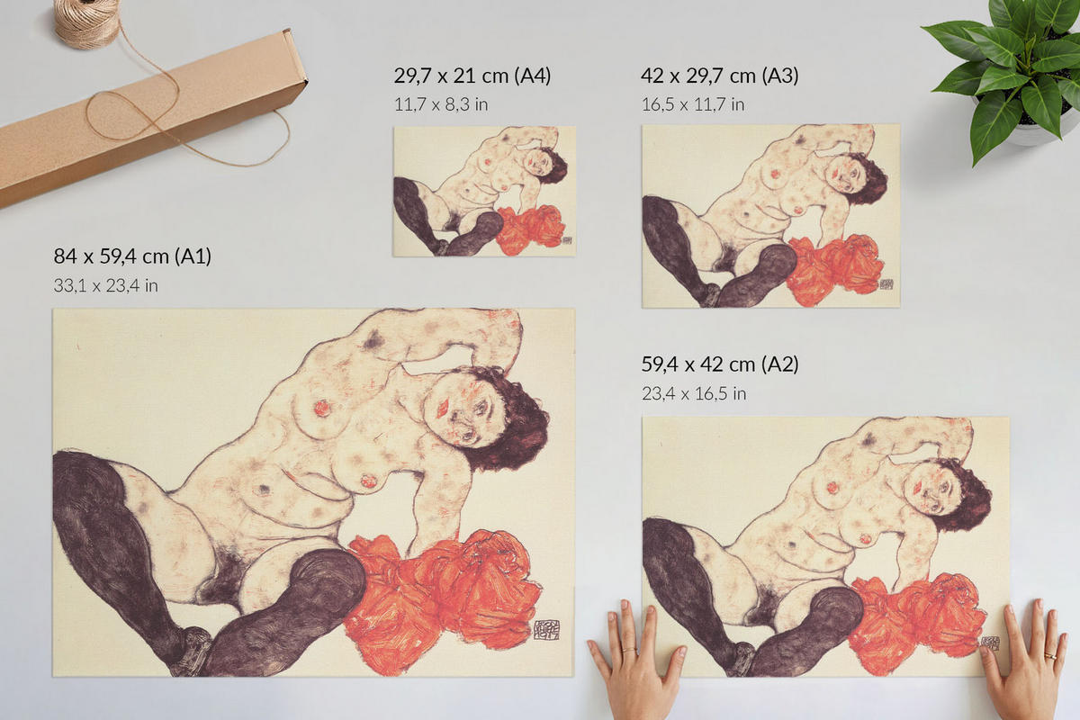 POSTER - 84x59 cm (A1) - Egon Schiele - Weiblicher Akt - Beige, Textil (84/59.4/0.1cm) - TULUP
