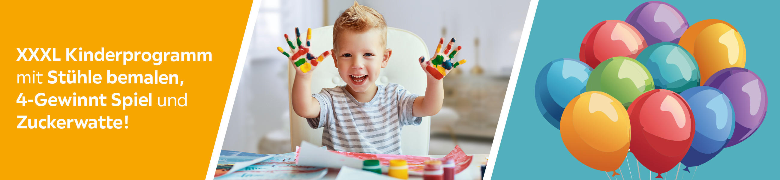 XXXL Kinderprogramm mit Stühle bemalen, 4- Gewinnt Spiel und Zuckerwatte