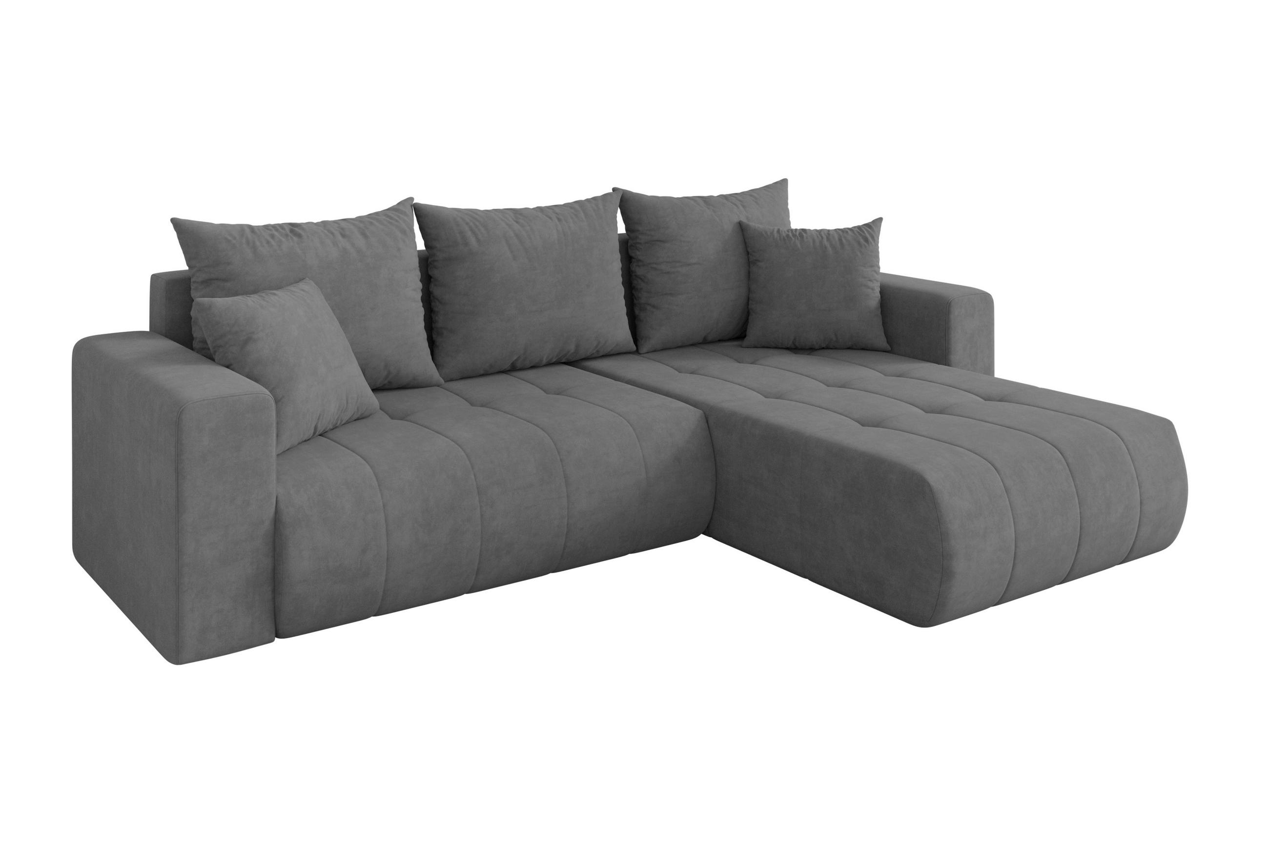 ECKSOFA mit Schlaffunktion Ottomane Rechts MILA-L 277x194x86 Grau Velours - Taupe/Schwarz, Holzwerkstoff/Kunststoff (277/194cm) - ALTDECOR