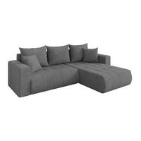 ROHOVÁ SEDAČKA s funkcí spaní, otoman vpravo MILA-L 277x194x86 šedá velur - černá/šedohnědá, kompozitní dřevo/textil (277/194cm) - ALTDECOR