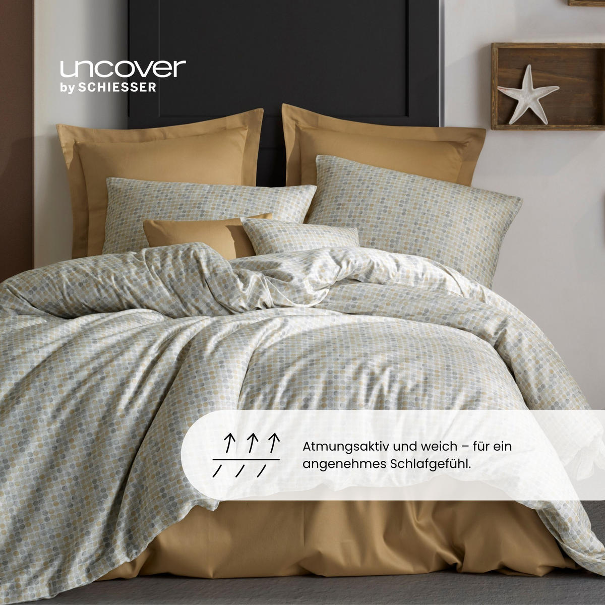 BETTWÄSCHESET Punto - Baumwollsatin - 2-teilig - 135x200cm - Beige - Beige, Textil (135/200cm) - Uncover by Schiesser