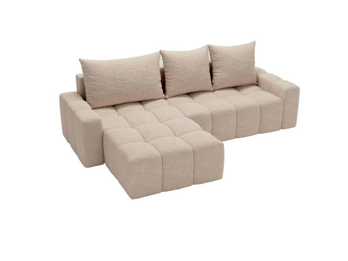 ECKSOFA Bresso Bouclé-Stoff Beige - Beige, Holz/Textil (255/168cm) - Graingold