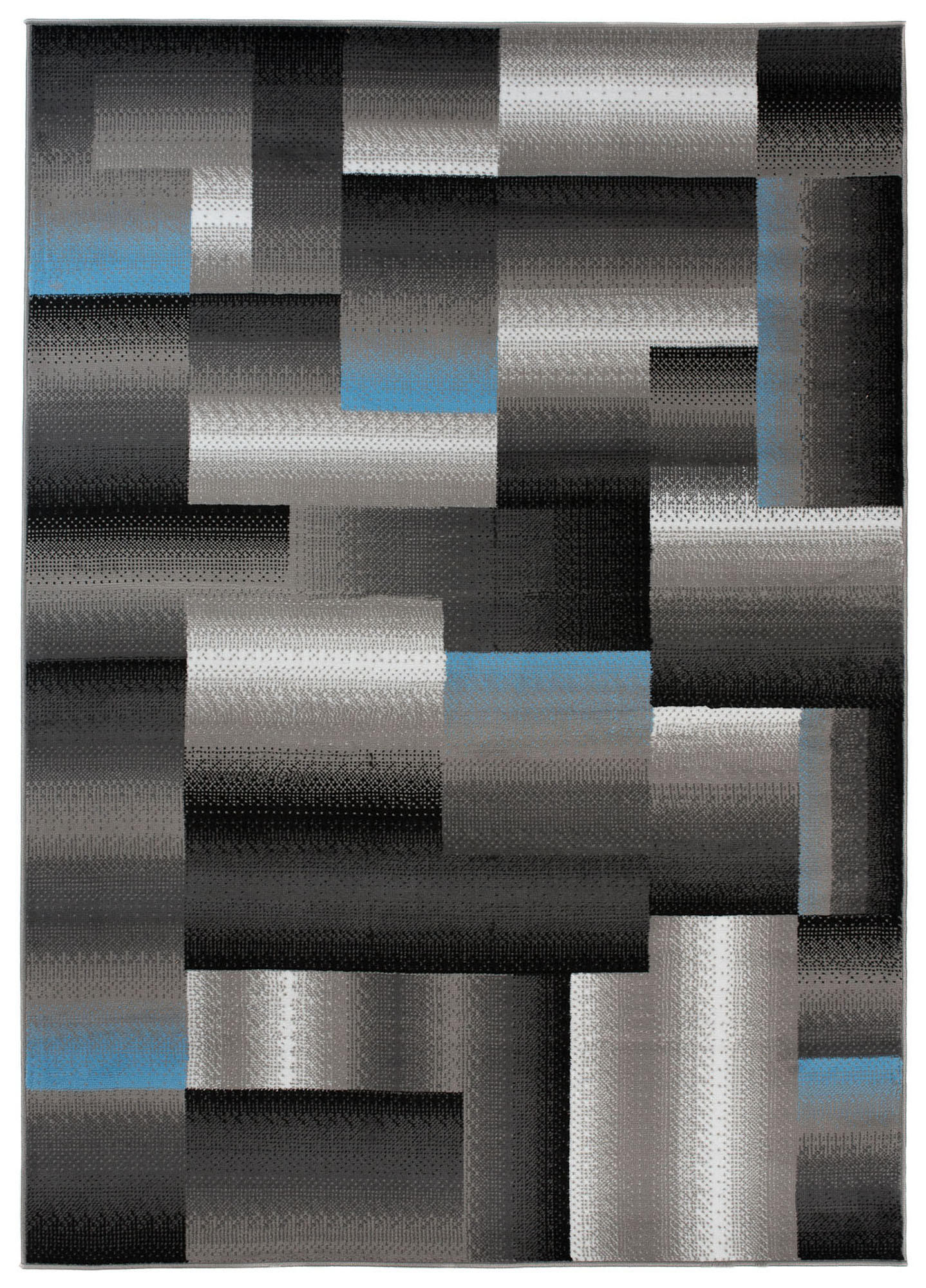 TEPPICH MAYA Blau Vierecke Streifen Verwischt 160/230 cm - Blau, Textil (160/230cm) - Tapiso