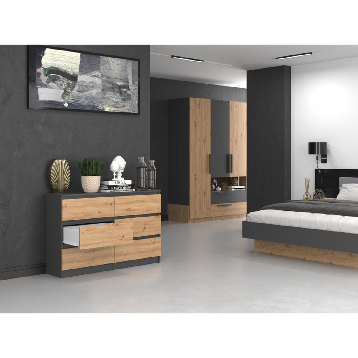 KOMMODE Anthrazit, Artisan 120/75/30 - Anthrazit, Holzwerkstoff (120/75/30cm) - RAUMHIRSCH FURNITURE