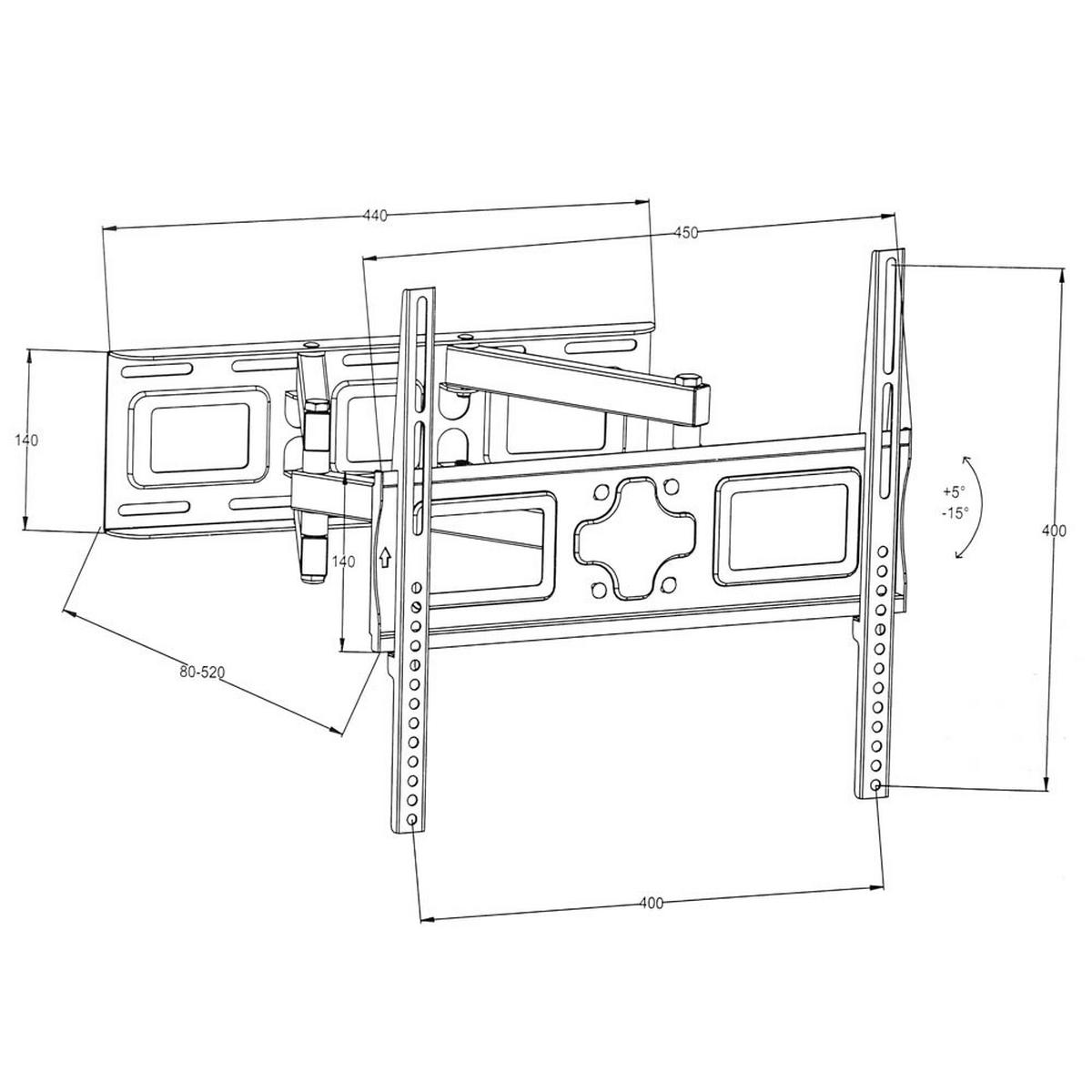 TV-WANDHALTERUNG, bis 100 kg,schwarz - Schwarz, Metall (45/40/52cm) - tectake