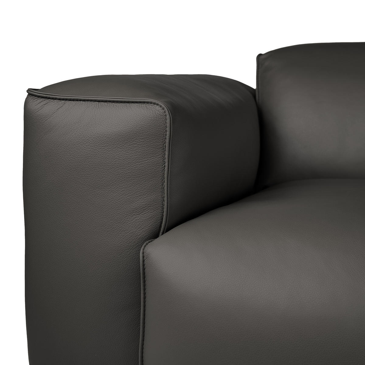 3-SITZER SOFA - Schwarz/Grau, Leder/Kunststoff (251/71/102cm) - home24