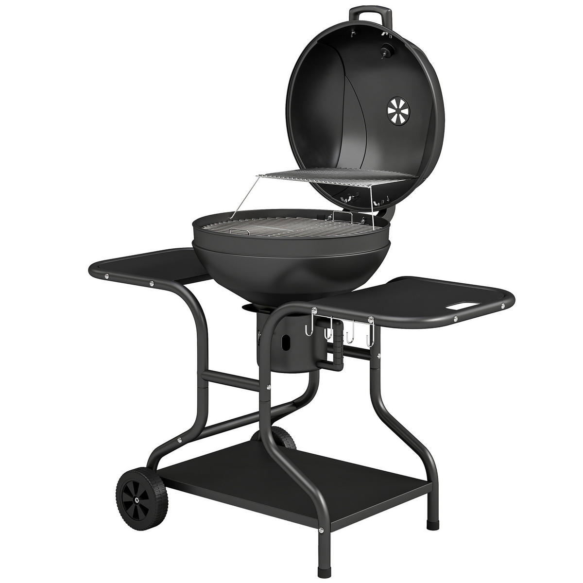 HOLZKOHLEGRILL DE-10247 Schwarz - Schwarz, Metall (63.5/106.5/129cm) - ComfortXL