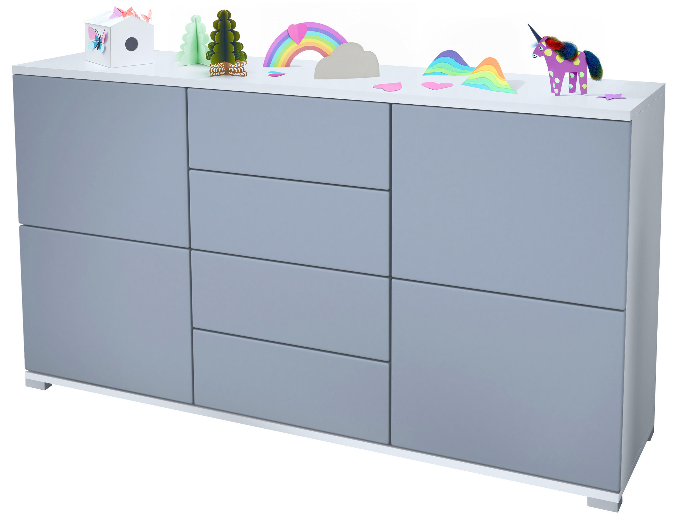 SIDEBOARD Rova Denim matt - Pastellblau, Holzwerkstoff (138.5/75.5/35cm) - Vladon