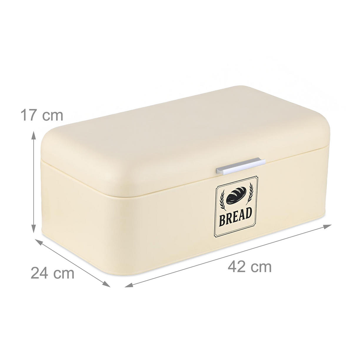BROTKASTEN - Beige, Metall (42/17/24cm) - Relaxdays