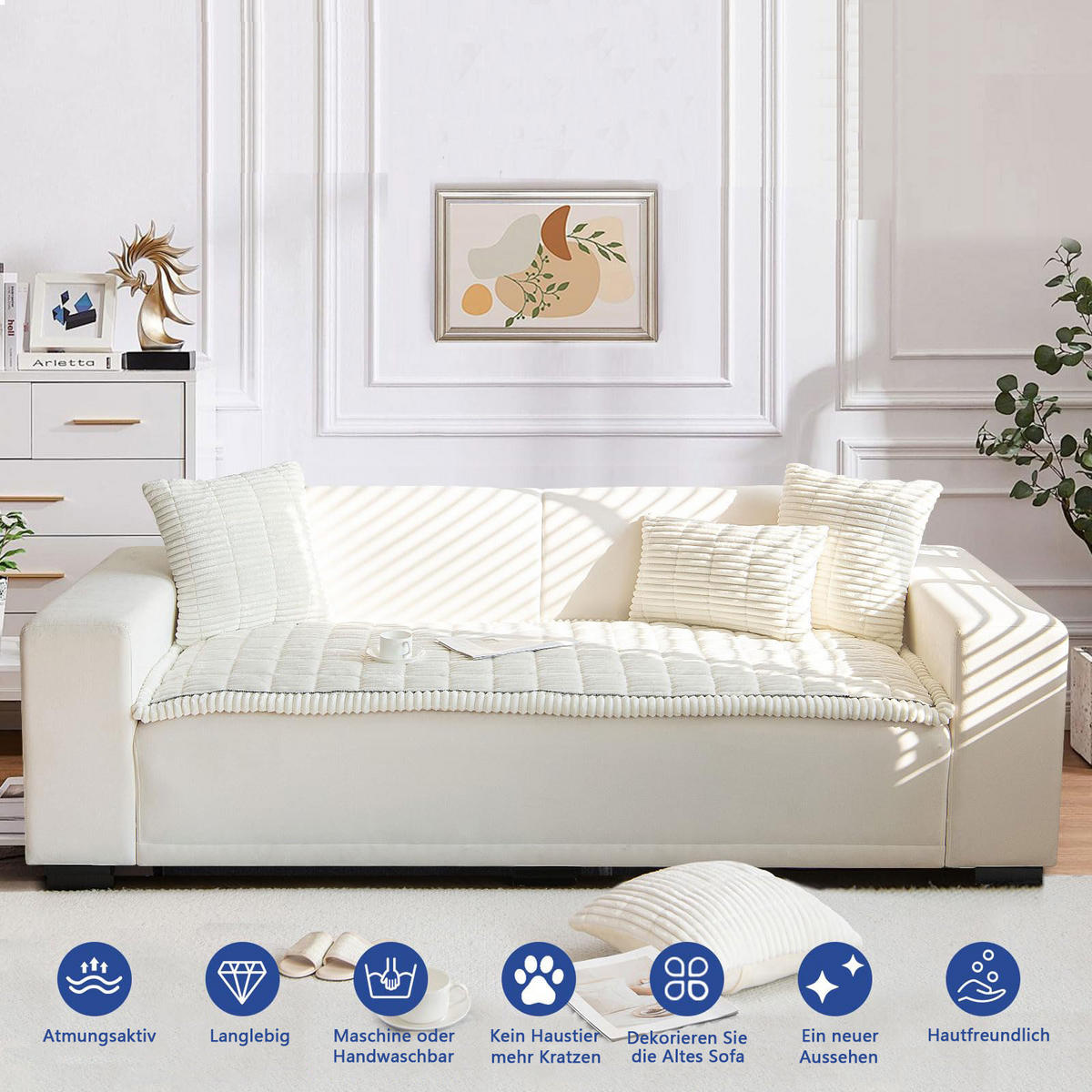 SOFADECKE Dicke Rutschfest 1 Stück - Weiß, Textil (70/150cm) - Kaket