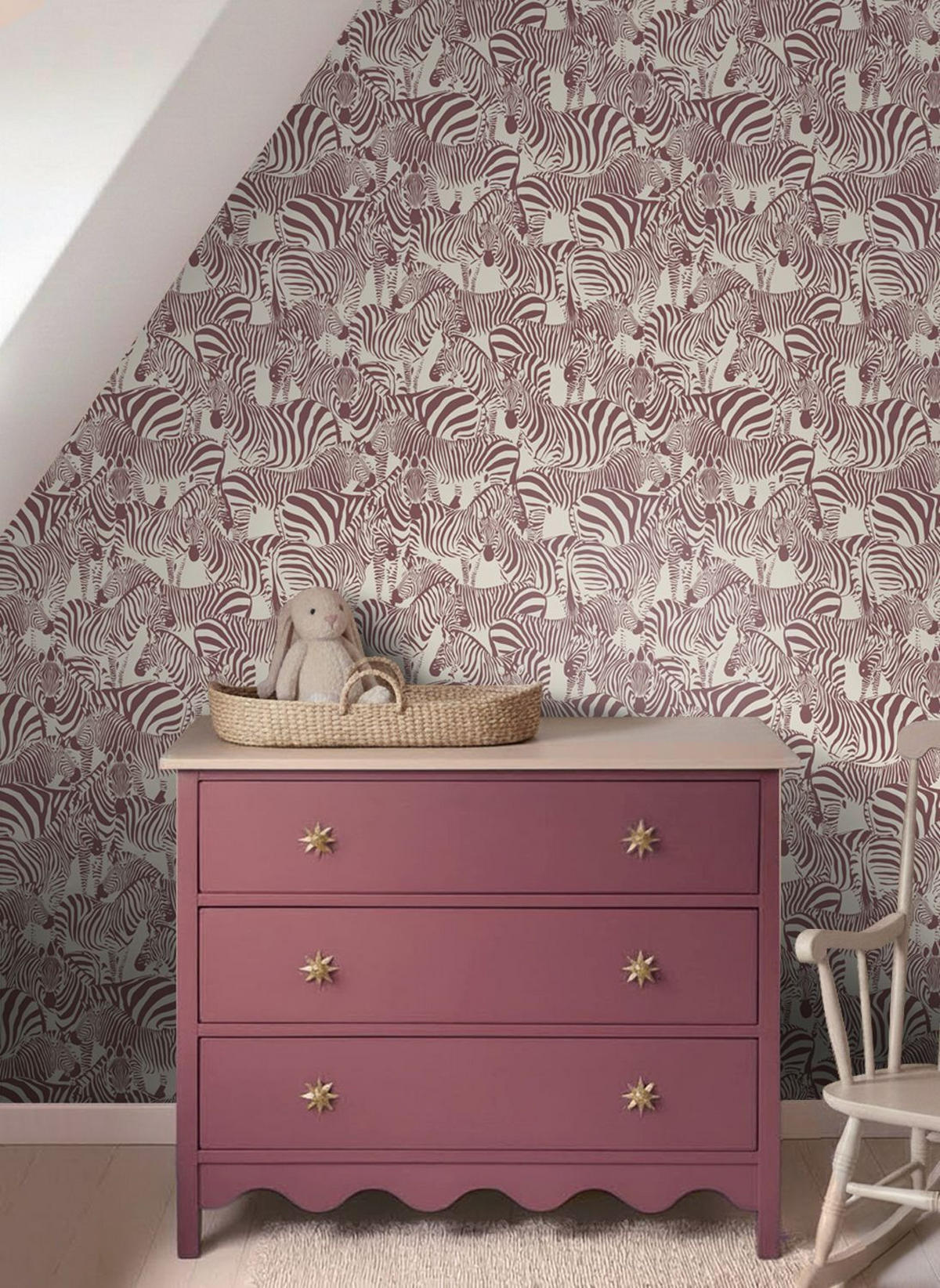 TAPETE Zebras 50 x 900 cm - Rot, Papier (50/0.1cm) - ESTAhome