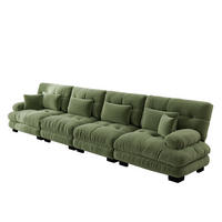 4-SITZER-SOFA DE-34065 modular mit Tiefensitz Grün - Grün, Holz (77/81/406cm) - ComfortXL