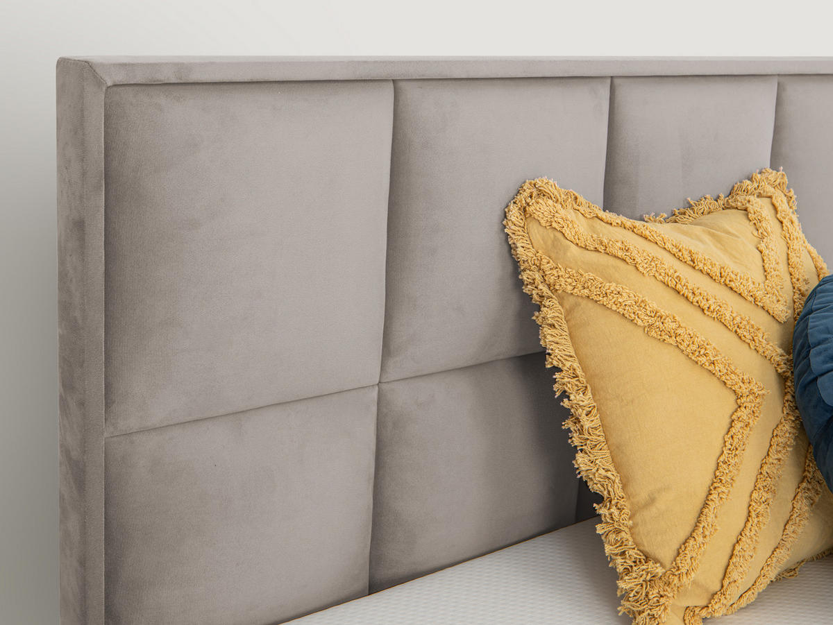 BOXSPRINGBETT Montreal Beige 180/200 cm H2/H3 Samt - Beige, Textil (180/200cm) - wonello