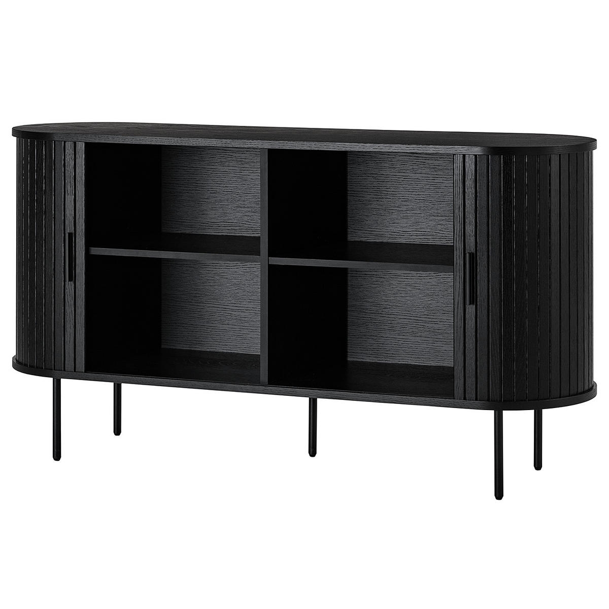 SIDEBOARD - MDF / Metall - Eiche - Eichefarben/Schwarz, Holzwerkstoff/Metall (140/76/40cm) - home24