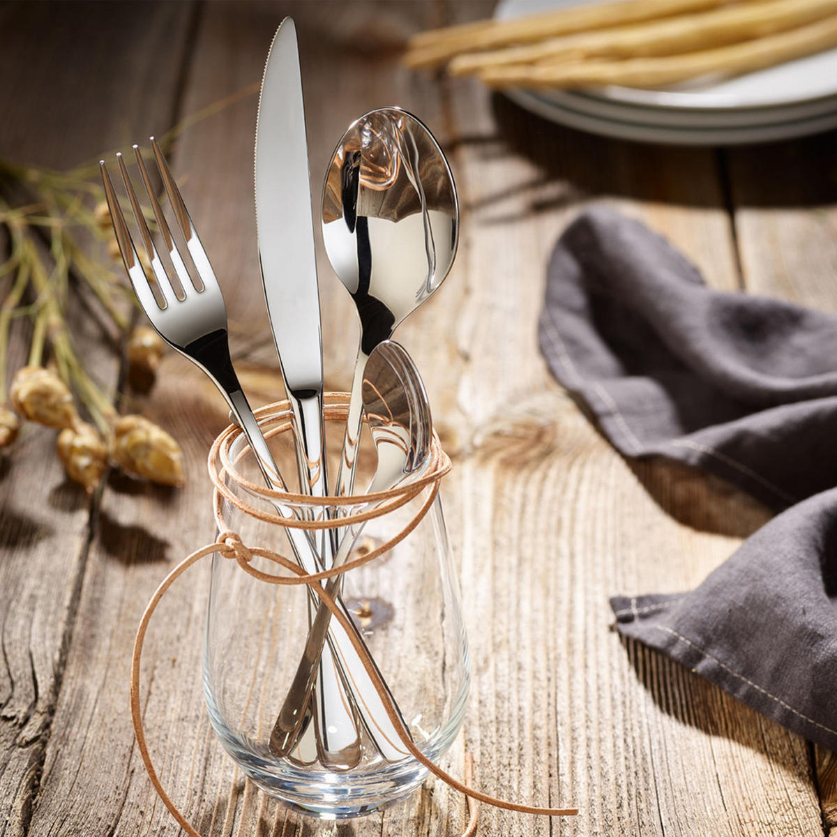 BESTECKSET Essential silber 24er Set - Silberfarben, Metall - like.Villeroy & Boch