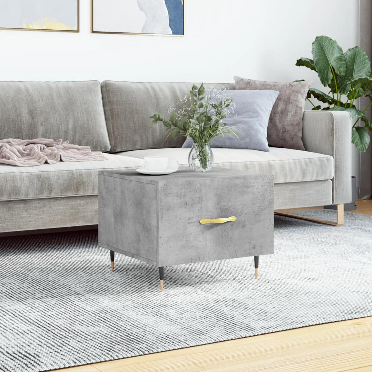 COUCHTISCH Betongrau 50x50x40 cm Holzwerkstoff - Grau, Holzwerkstoff (50/50/40cm) - furnicato