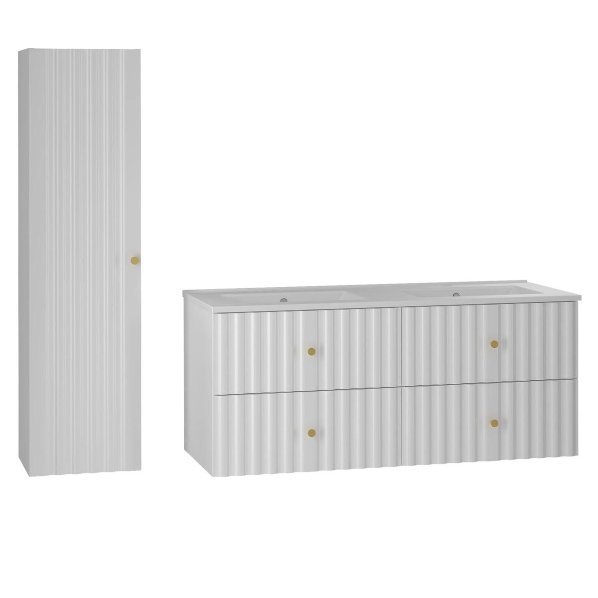 KOUPELNOVÝ NÁBYTEK 120cm Izae 2er-Set Bílá - bílá, kompozitní dřevo (120/50/45.8cm) - Petits-meubles