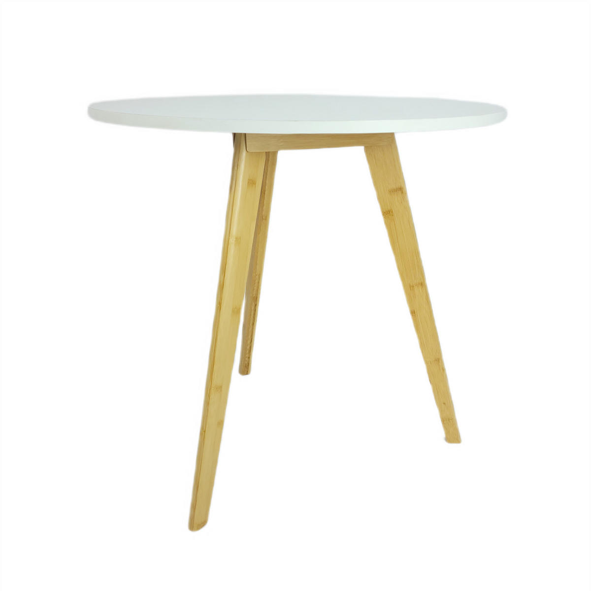 COUCHTISCH Bambus Weiß Naturfarbe rund Ø56 cm - Weiß/Naturfarben, Holzwerkstoff (56/56/56cm) - Begryf