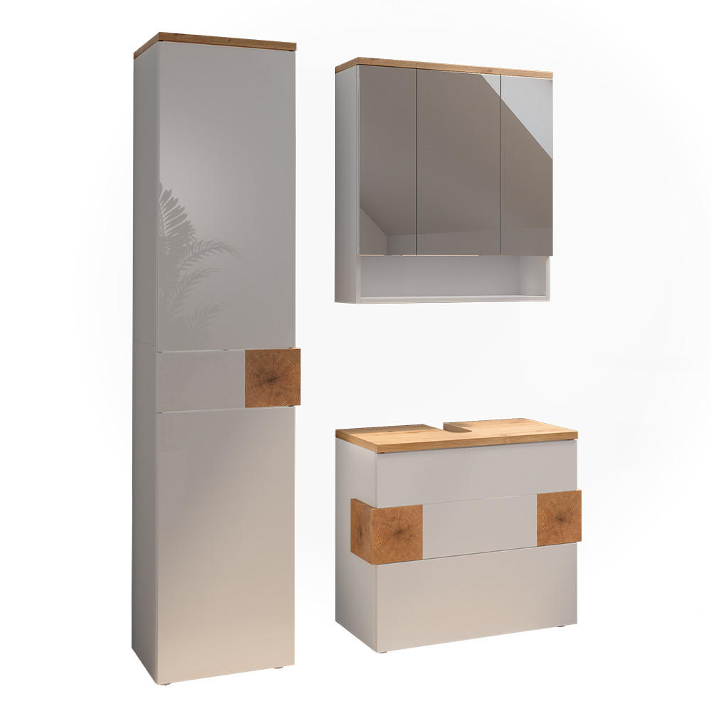 BADRUMSMÖBELSET Eden Vit högblank 3 delar Vit högglans 64.5/70/37 cm
