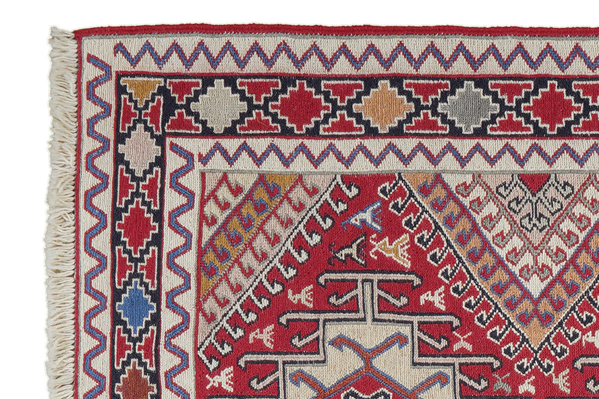 HANDWEBTEPPICH Sumak Shahsavan Beige 96/80 cm Schurwolle - Beige, Textil (80/96cm) - Looma