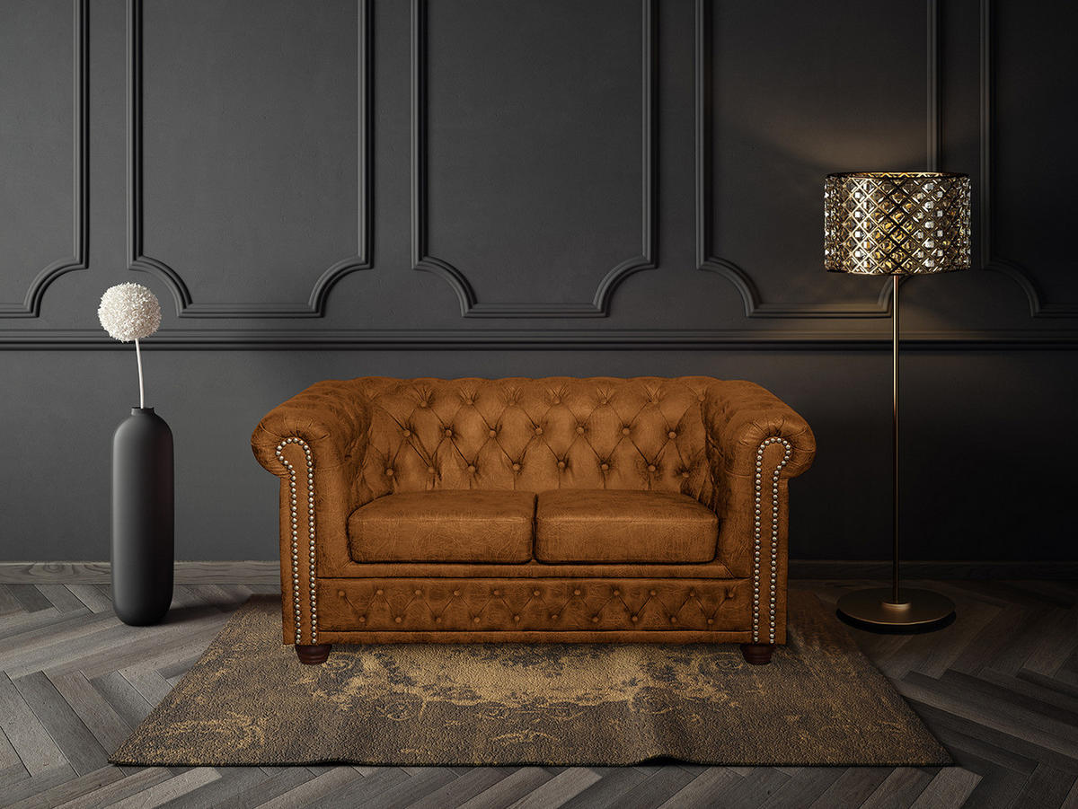 2-SITZER SOFA - Cognac/Dunkelbraun, Kunststoff (148/72/86cm) - home24