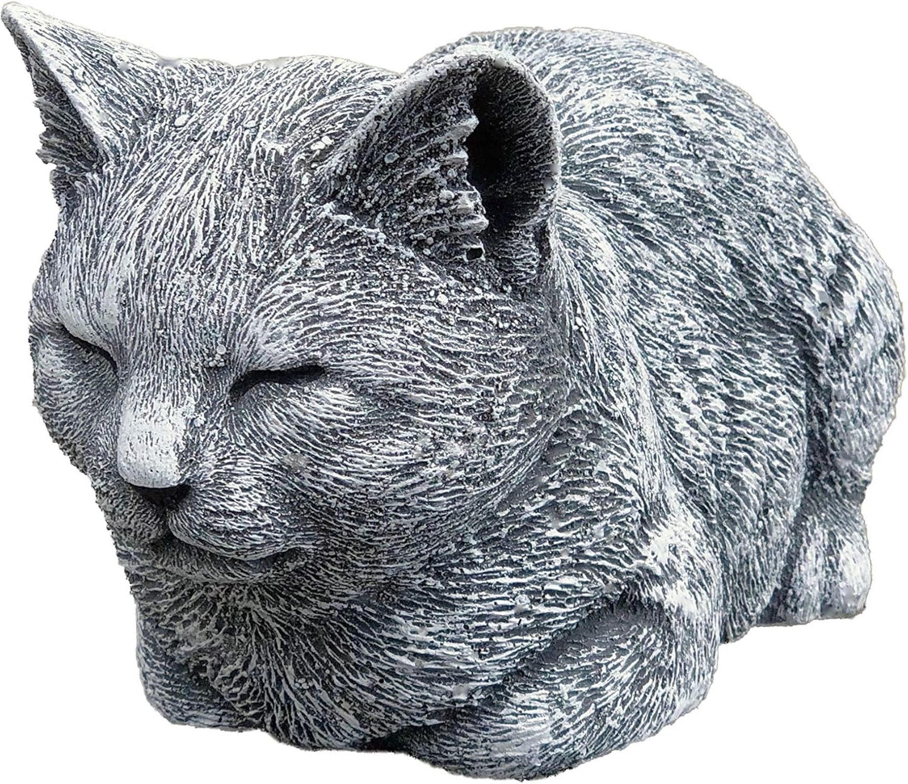 STEINFIGUR Katze Nappy ruhend massiver Steinguss frostsicher - Grau, Stein (8/11/20cm) - stoneandstyle