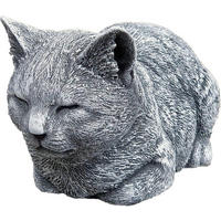 STEINFIGUR Katze Nappy ruhend massiver Steinguss frostsicher - Grau, Stein (8/11/20cm) - stoneandstyle