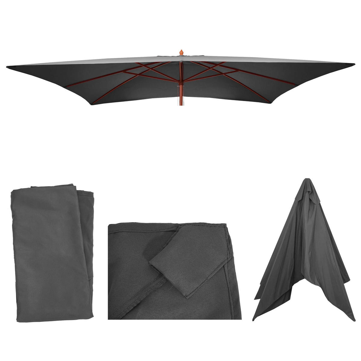 ERSATZ-BEZUG FÜR SCHIRM I Anthrazit - Anthrazit, Textil (290/190cm) - MCW