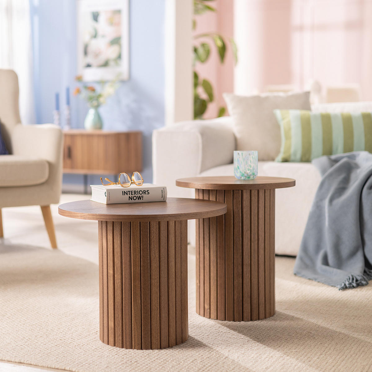 BEISTELLTISCH - MDF - Eiche - Walnussfarben, Holzwerkstoff (40/40/45cm) - home24