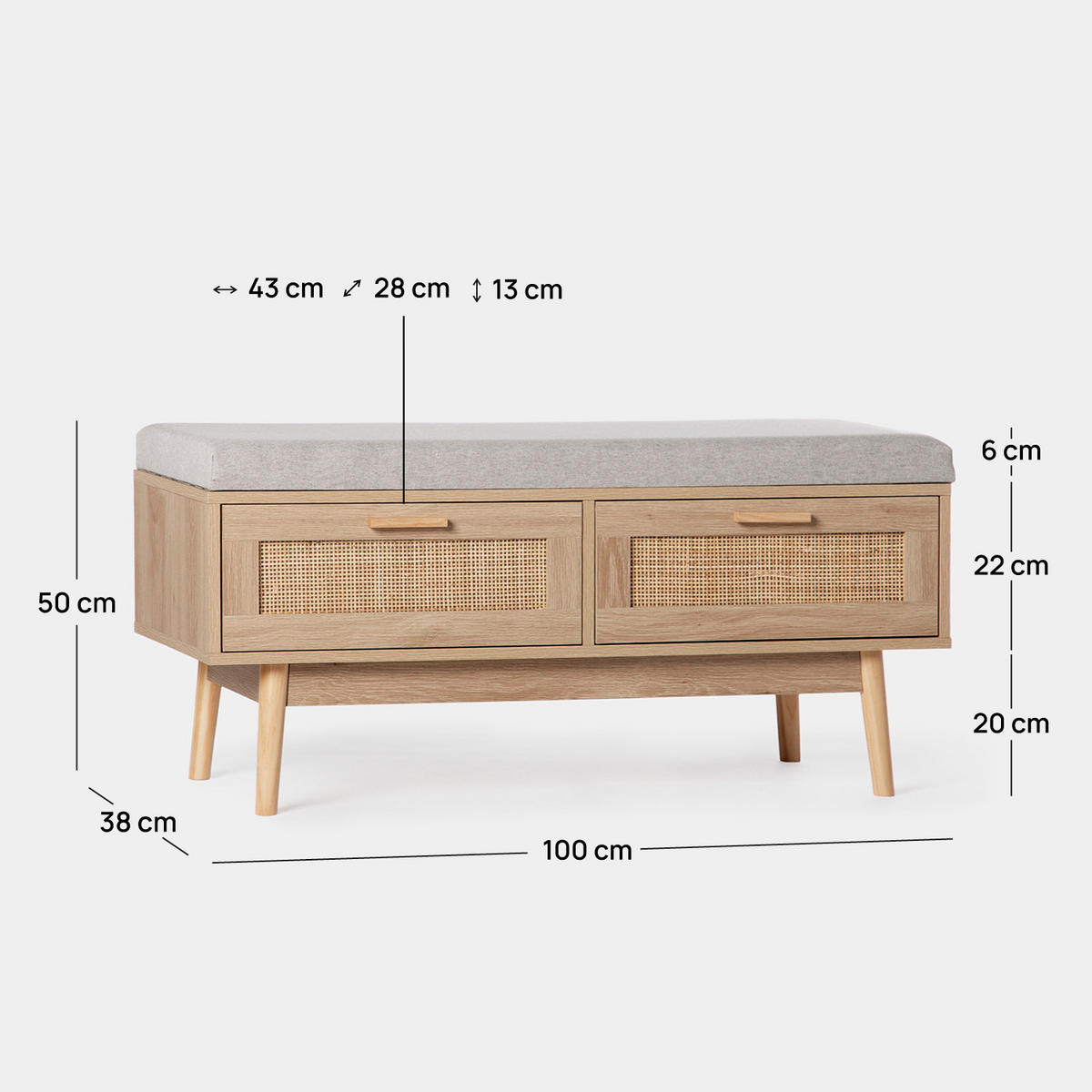 SITZBANK Tahiti Natürlich 100 cm x 50 cm - Naturfarben, Holzwerkstoff (100/50/38cm) - Klast Home