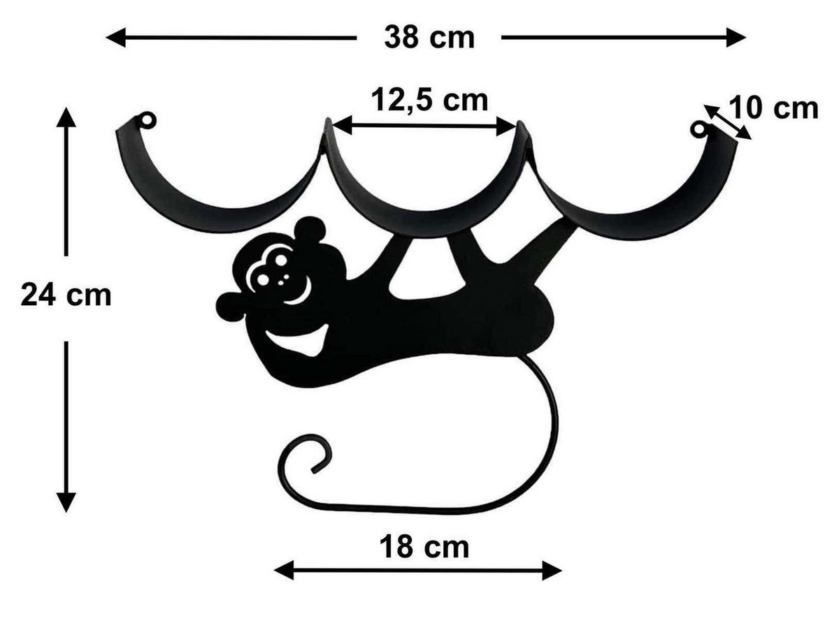 TOILETTENPAPIERHALTER Schwarz Matt Wand Metall Affe - Schwarz, Metall (38/24/10cm) - DanDiBo
