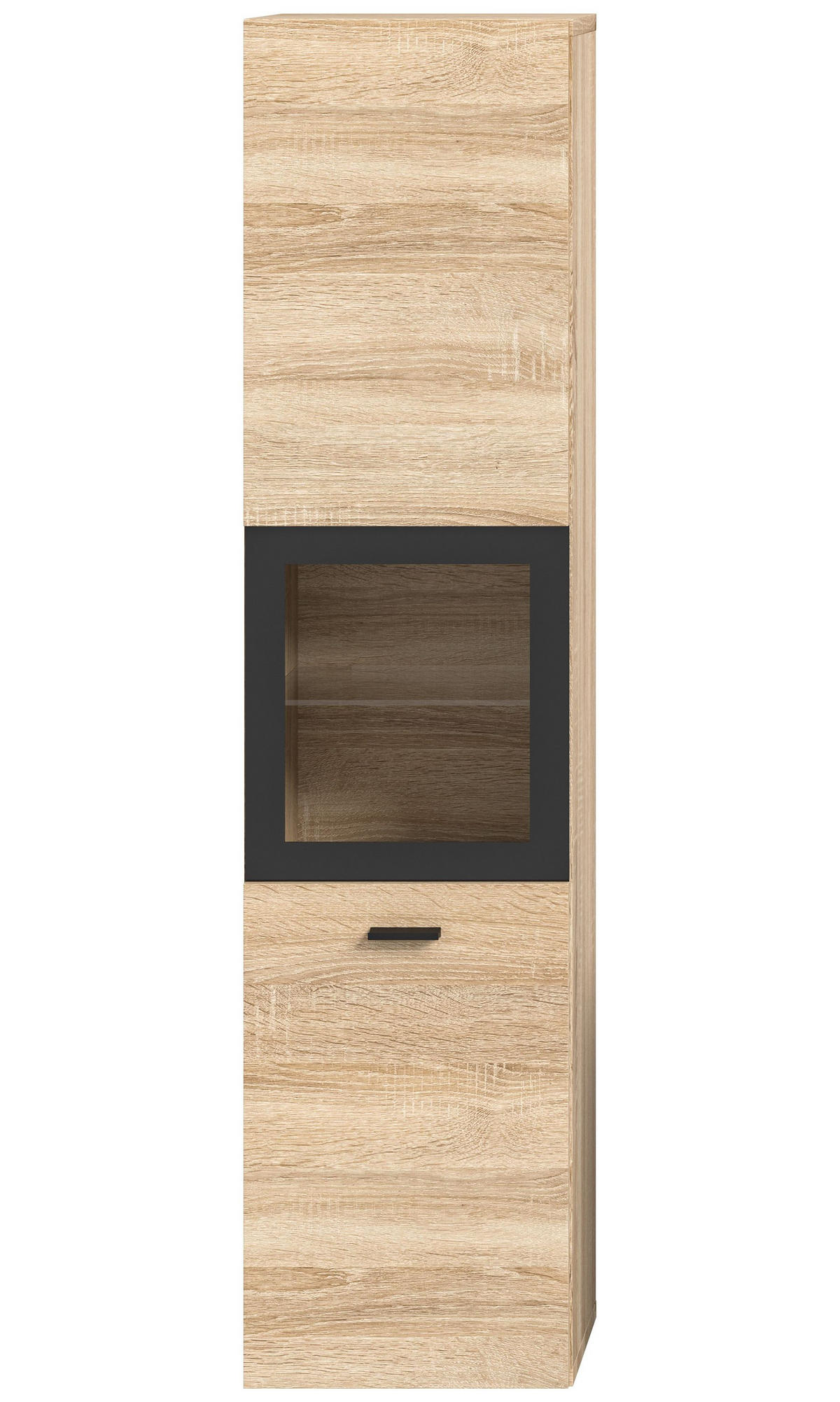 BADSCHRANK Boston/Tampa Bad in Eiche Sonoma Nachbildung und schwarz B/H/T: 30x125x29 cm - Sonoma Eiche, Holzwerkstoff (30/125/29cm)