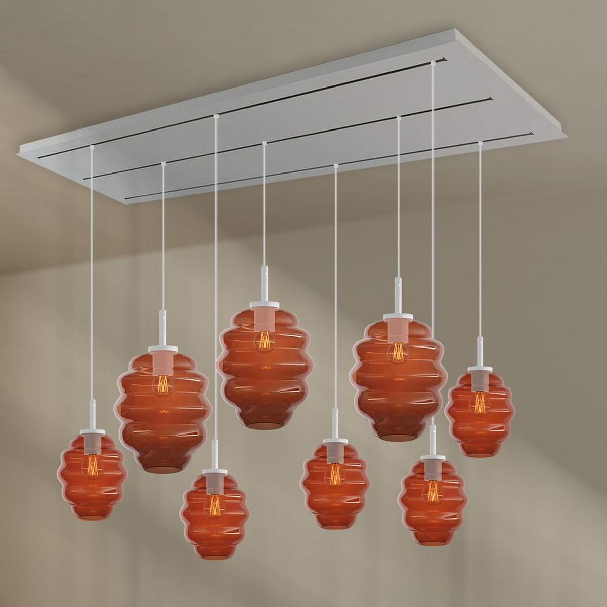HÄNGELEUCHTE Echos 8-flammig Braun Ø 18/25cm - Schwarz/Braun, Glas (18/18/20cm) - s.luce