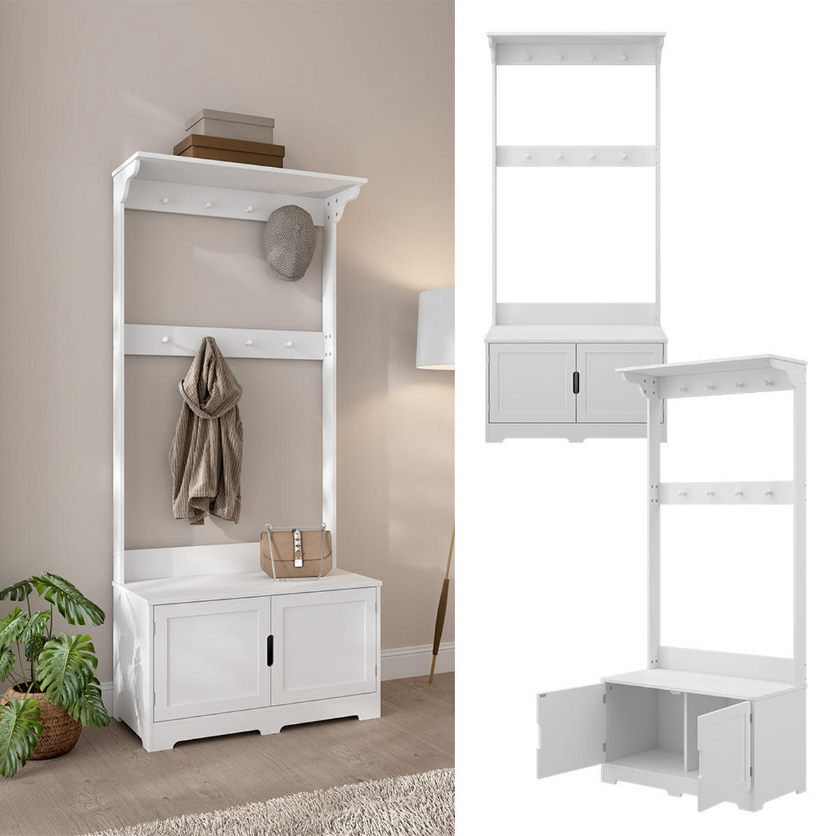 GARDEROBE Lysa Weiß 80 x 180 cm mit 2 Türen - Weiß, Holzwerkstoff (80/180/40cm) - Vicco