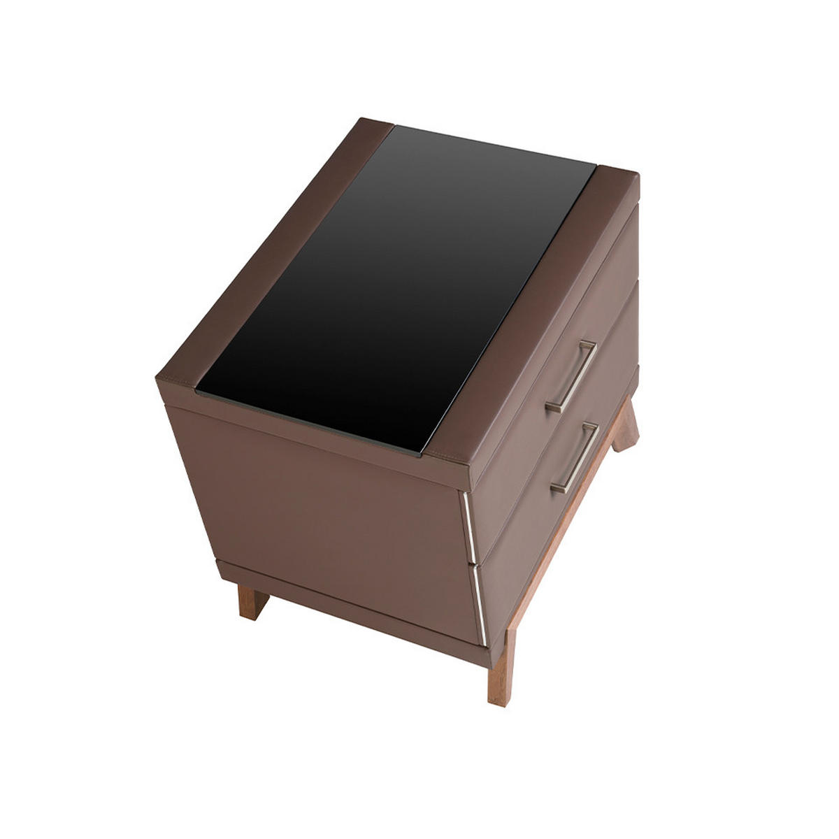 NACHTSCHRANK Walnuss Braun Schwarz 60/46/56 cm - Walnussfarben/Schwarz, Holz (60/56/46cm) - ANGEL CERDA