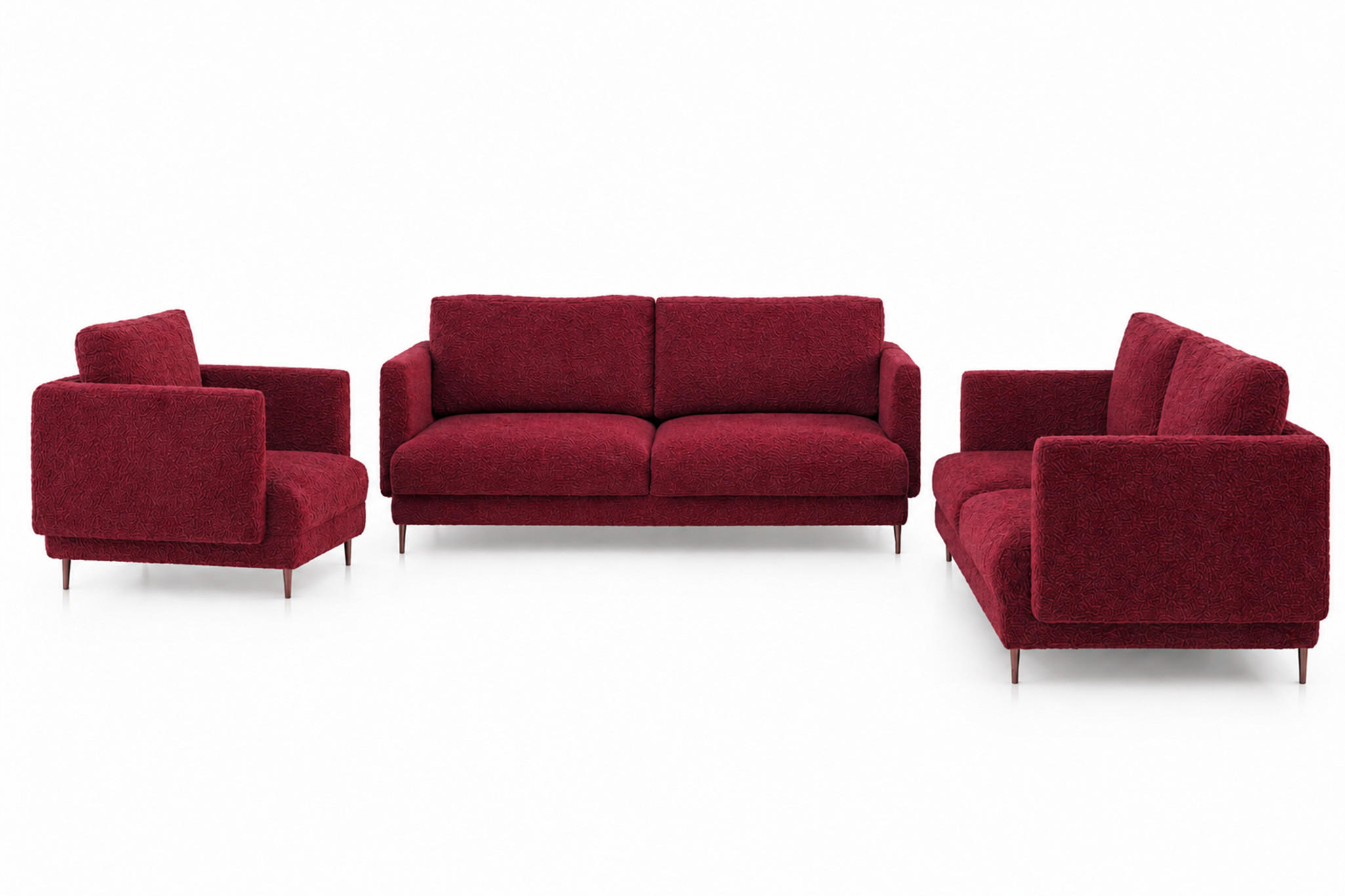 SOFASET Helmer 3-2-1 In Stoff Baloo - Bordeaux, Holzwerkstoff/Textil (226/95/95cm) - Fun Möbel