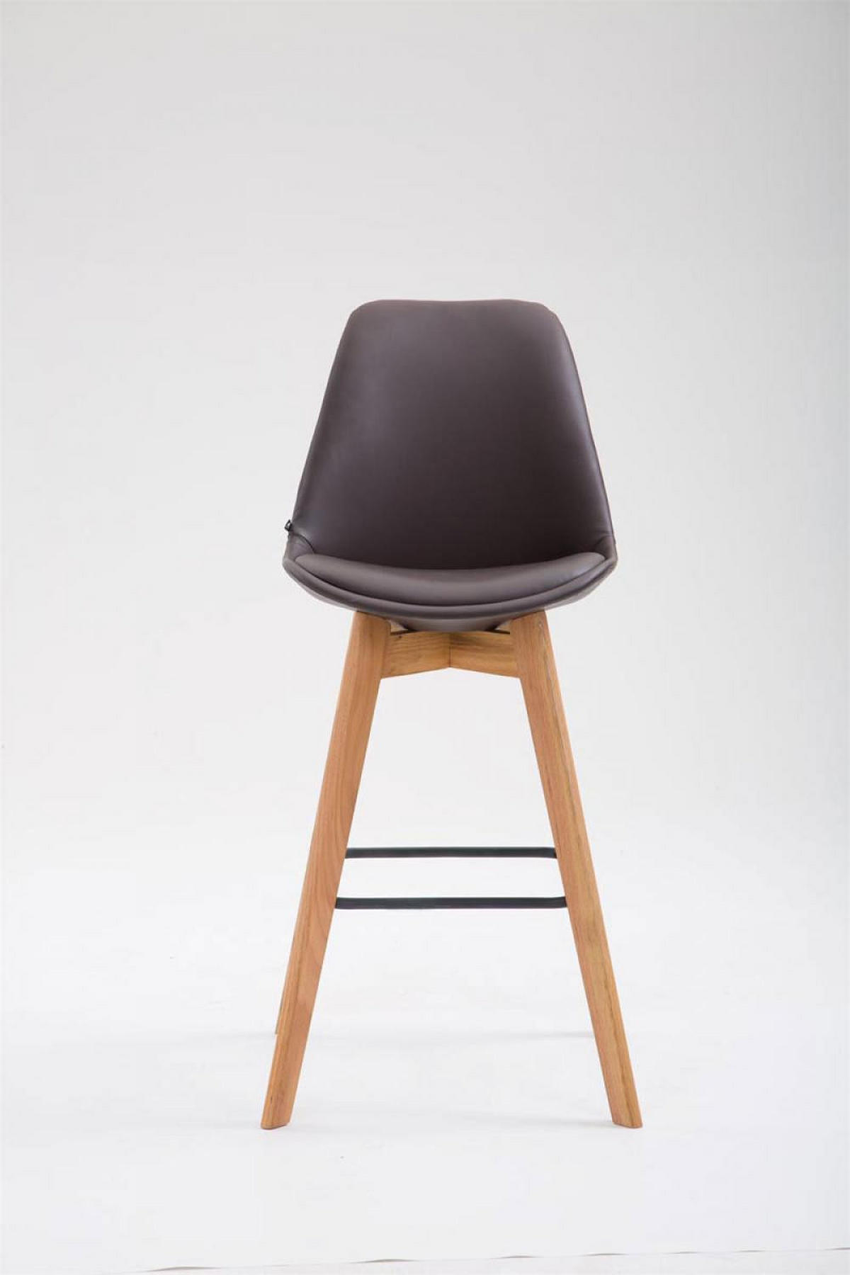 BARHOCKER Lederlook braun - Eukalyptusholzfarben/Braun, Holz/Textil (48/112/56cm) - CLP