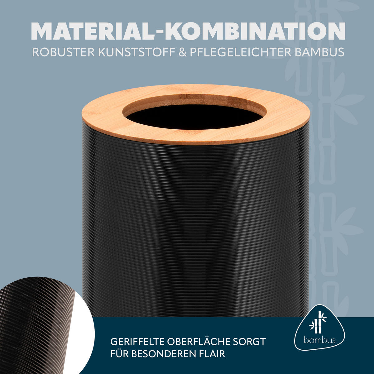 KOSMETIKEIMER SEGNO 5,5 Liter, schwarz - Schwarz, Kunststoff (19/24.5/19cm) - bremermann