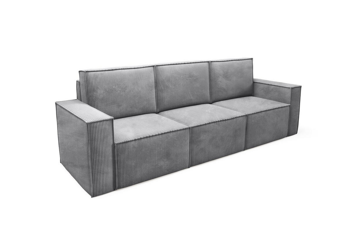 SOFA Orto Hellgrau, Dreisitzer Polstersofa - Hellgrau, Holzwerkstoff/Textil (247/93/82cm) - Bettso