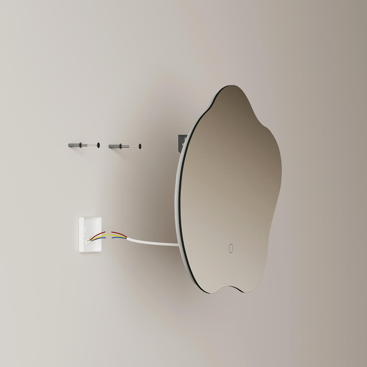 BADSPIEGEL asymmetrisch mit LED-Beleuchtung, Antibeschlag 60/50/3 cm - Transparent, Glas (60/50/2.9cm) - EMKE
