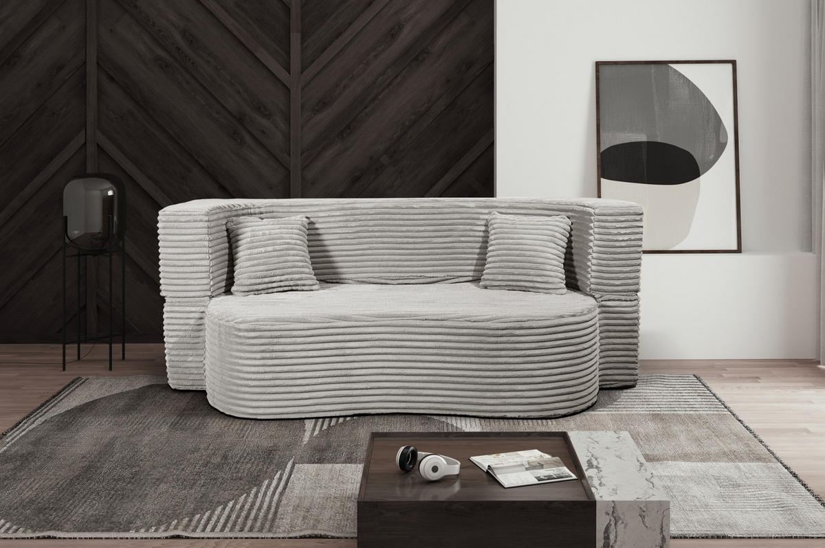 SCHLAFSOFA MYFOAM, Sofa mit Schlaffunktion, Farbe: Grau, Cordstoff - Hellgrau, Textil (200/80/72cm) - Storez24