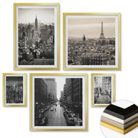 WANDBILDER 5er Set - 50x50 cm & 20x30 cm & 40x60 cm Goldrahmen - Winterlandschaften, Wasserfälle, Nordlichter - Goldfarben, Kunststoff (40/60cm) - ArtPrintCave