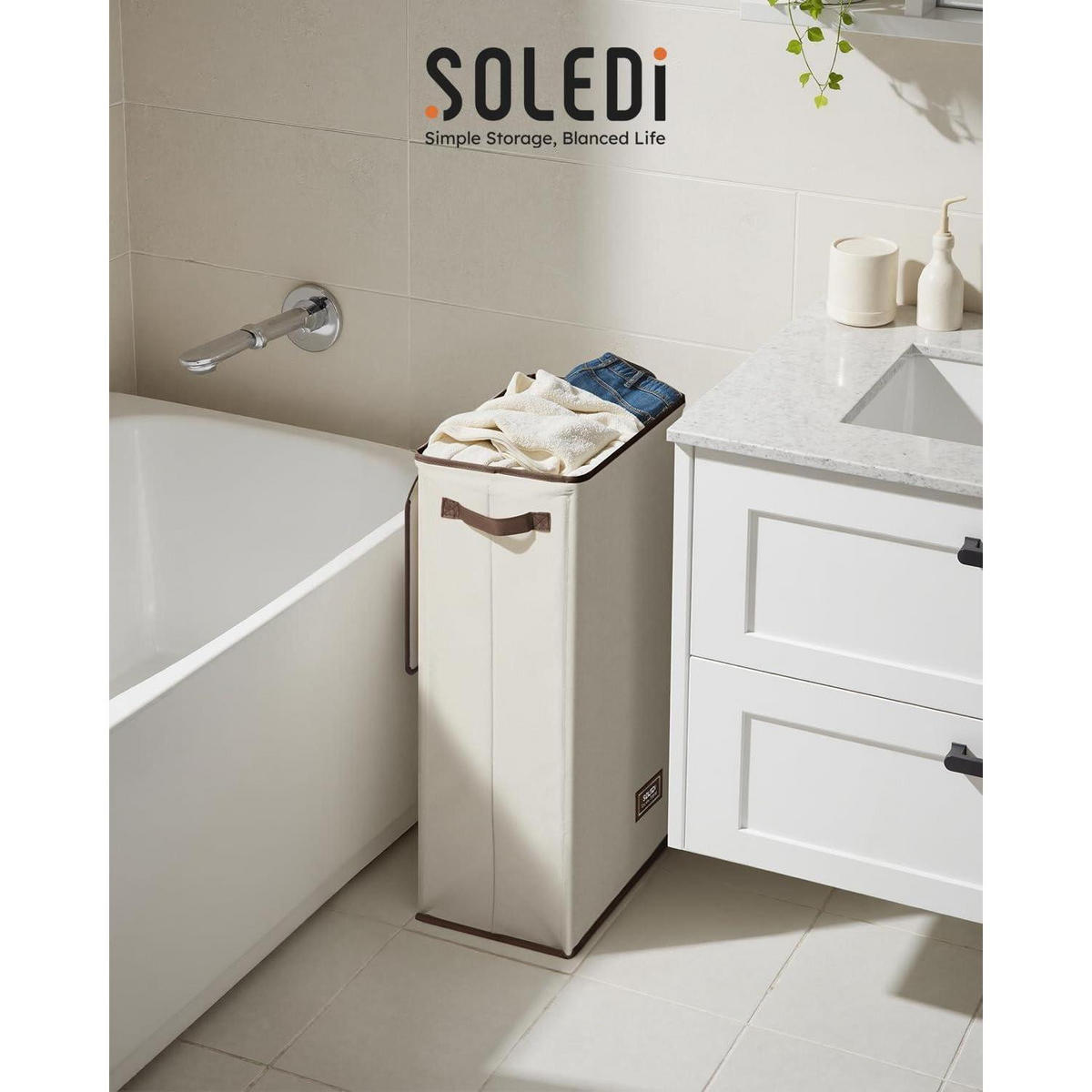 WÄSCHEKORB mit Deckel und Wäschesack 70 Liter Beige - Multicolor, Textil (32/4/43cm)