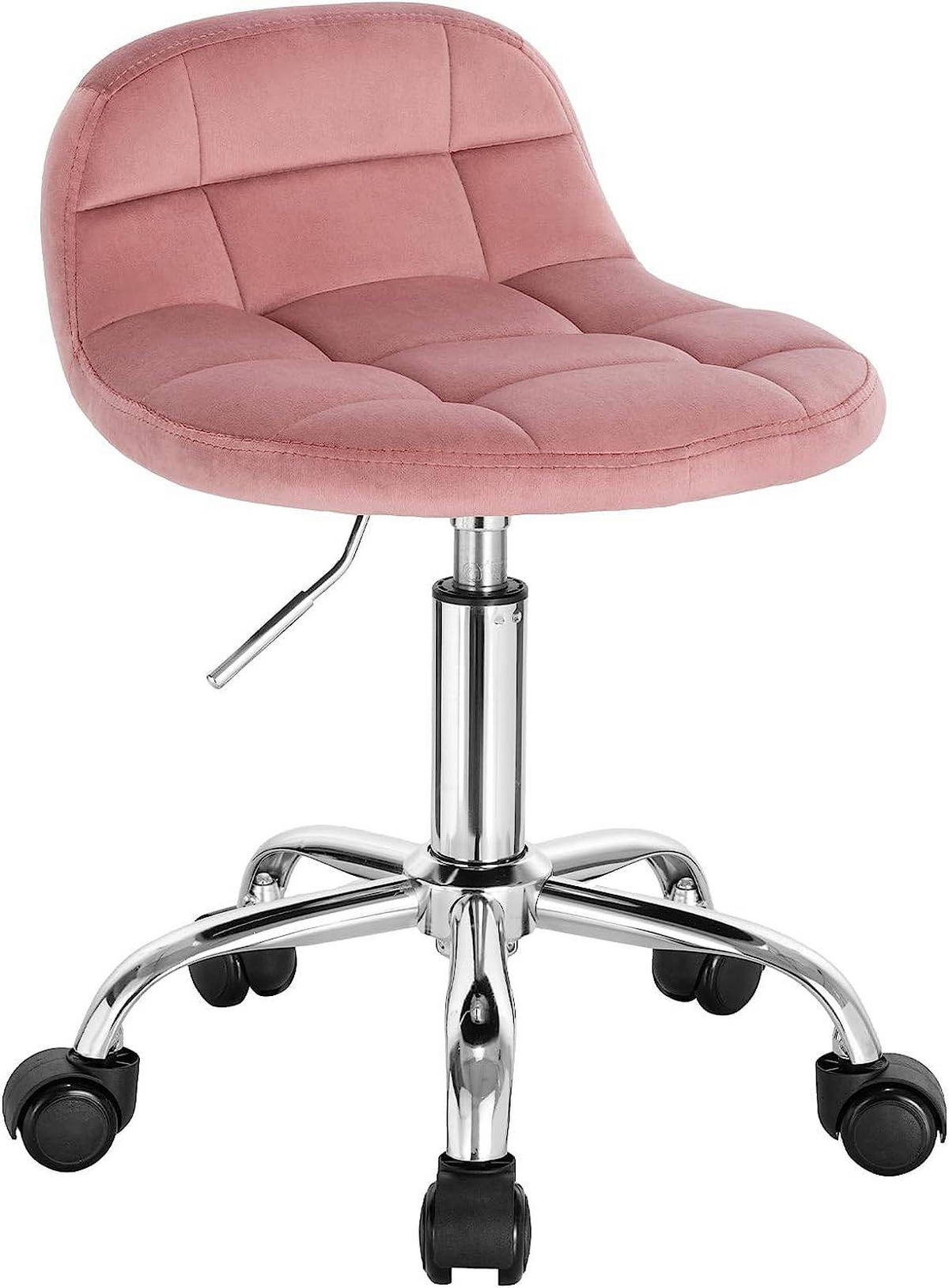 DREHSTUHL mit niedriger Rückenlehne, Samt, Rosa - Schwarz/Rosa, Textil/Metall (43/56/43cm) - Woltu