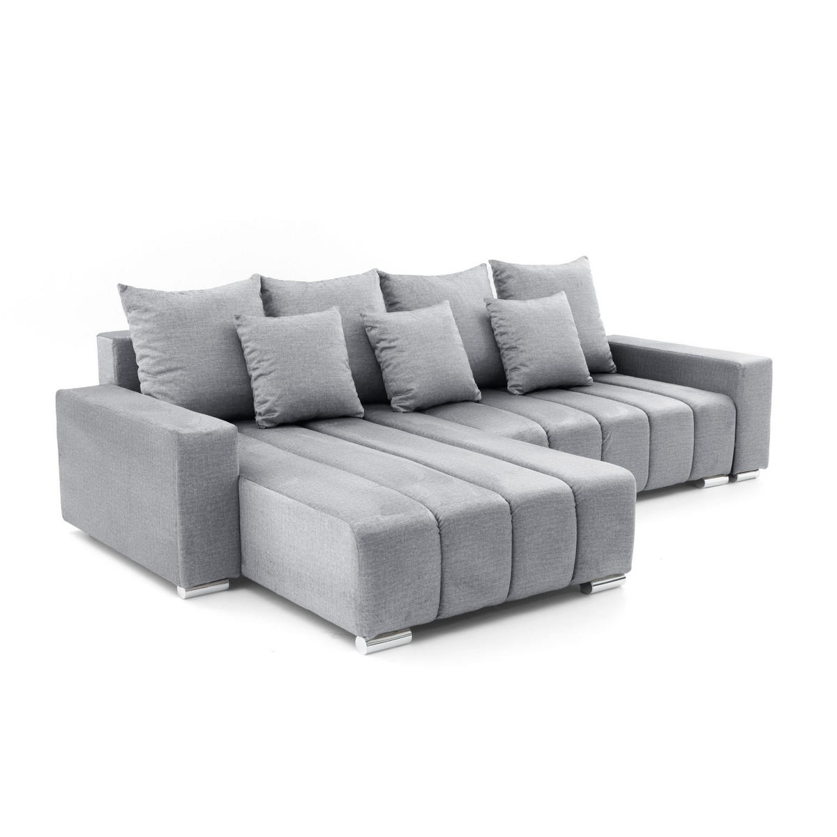 ECKSOFA Piano L Links mit Schlaffunktion 137x234 Velours Grau - Silberfarben/Grau, Holz/Textil (278/178cm) - Muffo
