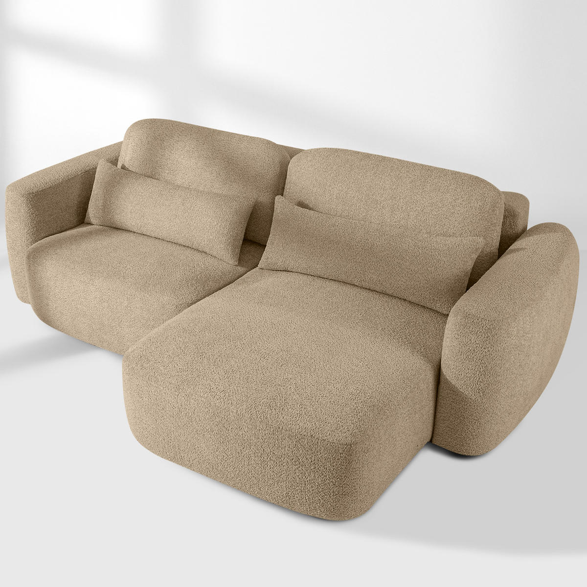 ECKSOFA rechts ELOSA - Ecru, Holz/Textil (245/165cm) - KONSIMO®