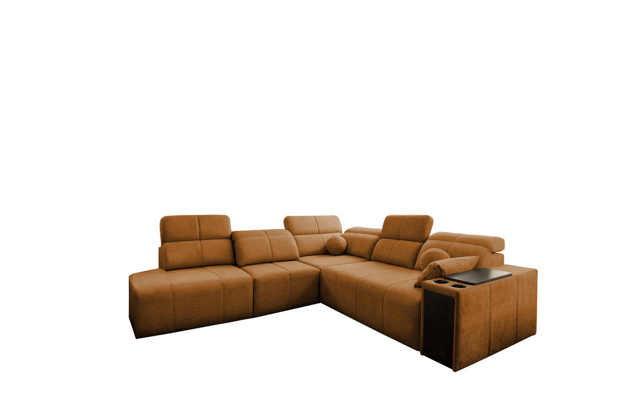 ECKSOFA Mindy IX Mit Schlaffunktion, Verstellbarer Rückenlehne Stoff Verita Kupfer Links - Kupferfarben, Holz (288/300cm) - Kaiser Möbel