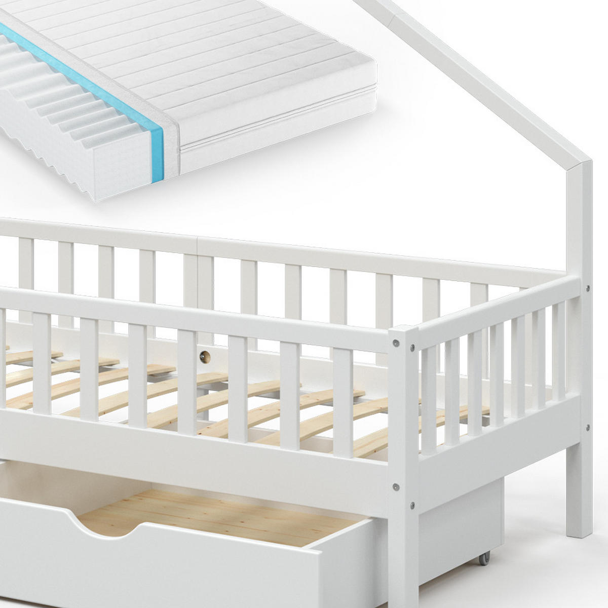 DOMEČKOVÁ POSTEL Noemi Bílá - bílá, dřevo (90/200cm) - VitaliSpa